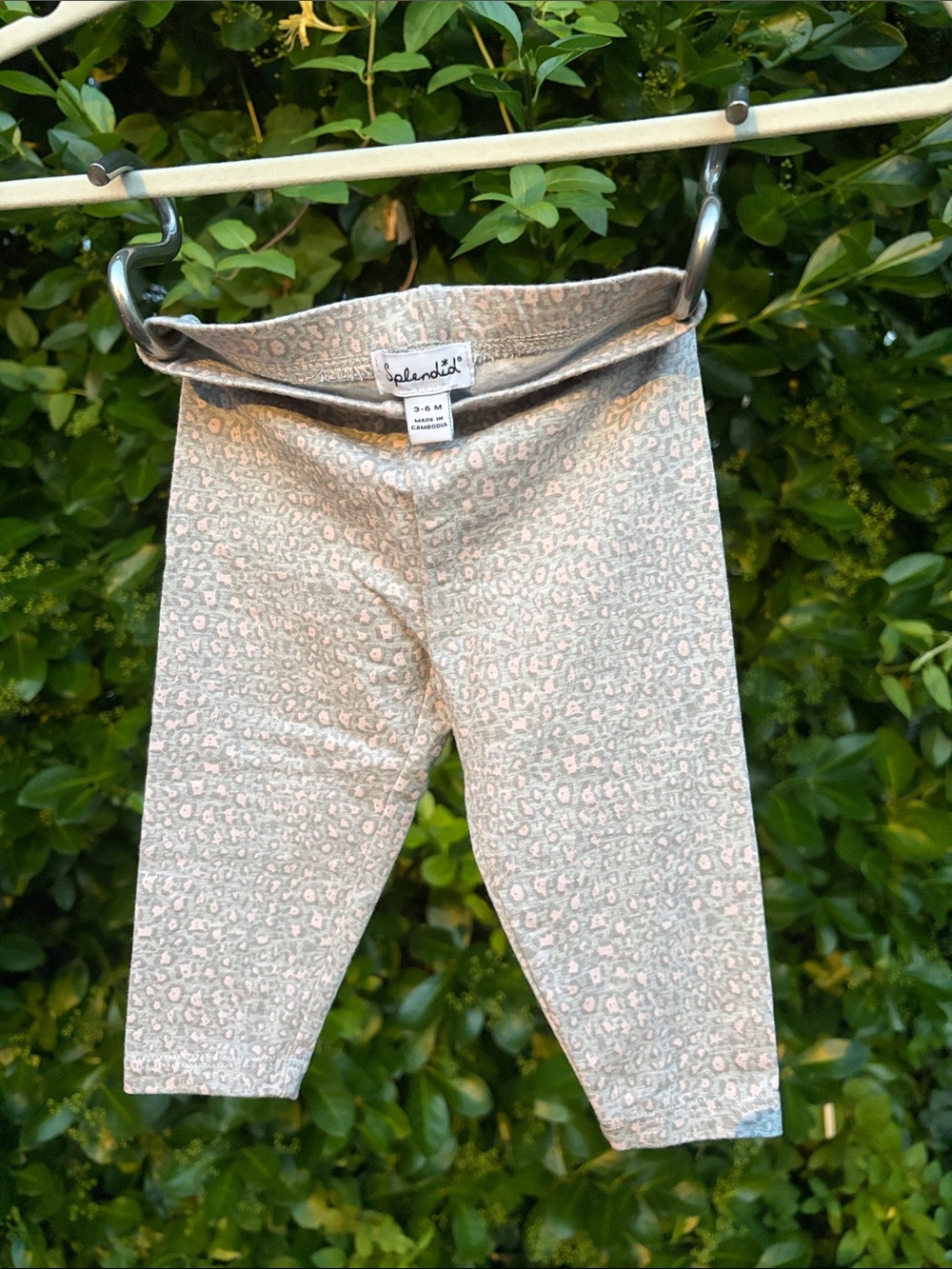 Splendid Cream and Light Pink Leopard Print Leggings
